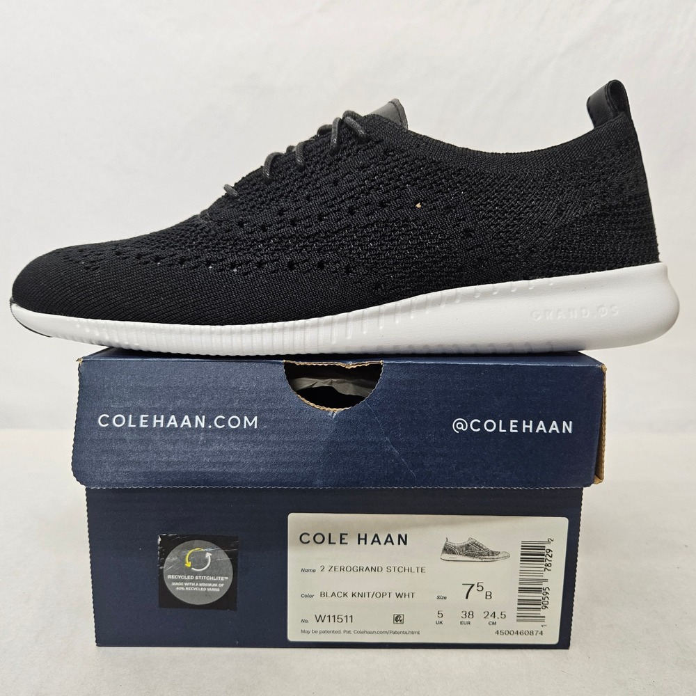 Cole Haan 2‎ ZeroGrand Stitchlite Oxford Shoes W11511 Black Knit Womens Size 7.5